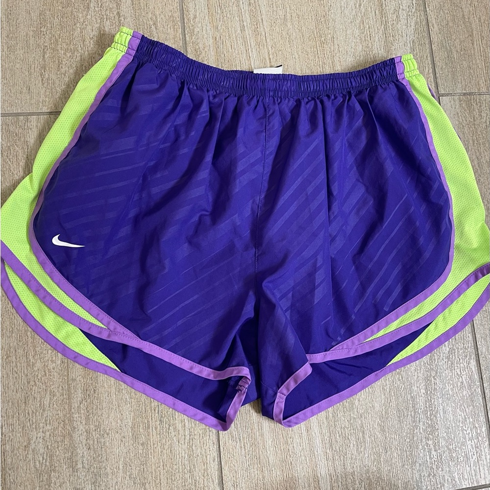 XL Nike dri-fit purple and green athletic shorts